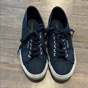 Superga Navy Sneakers with White Soles